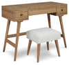 Thadamere Vanity with Stool (Light Brown)
