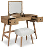 Thadamere Vanity with Stool; Light Brown