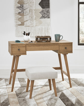 Thadamere Vanity with Stool (Light Brown)