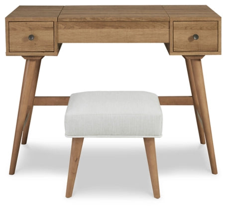 Thadamere Vanity with Stool; Light Brown