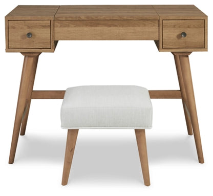Thadamere Vanity with Stool; Light Brown