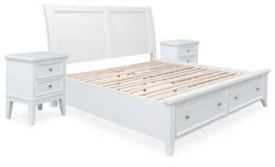 Trulani King Sleigh Storage Bed with 2 Nightstands