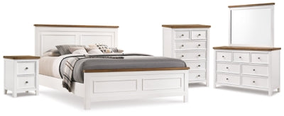 Westconi Queen Panel Bed with Mirrored Dresser, Chest and Nightstand