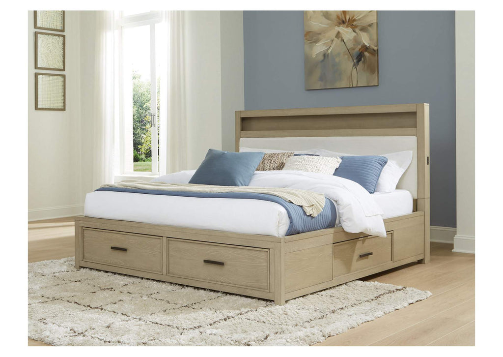 Calmoro King UPH Panel Bookcase Bed