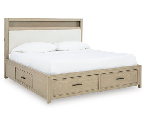 Calmoro King UPH Panel Bookcase Bed