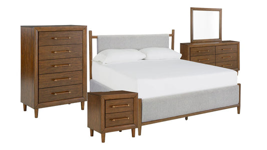 Lyncott King Upholstered Bed Set; Brown