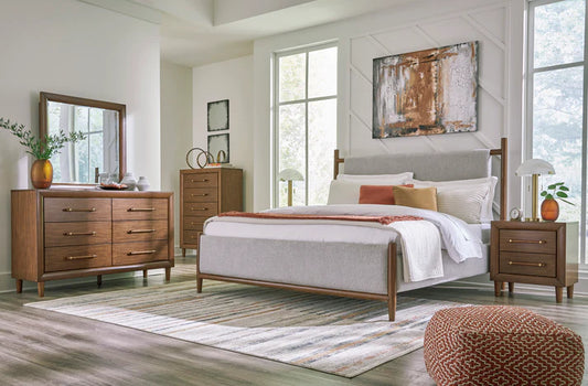 Lyncott King Upholstered Bed Set; Brown