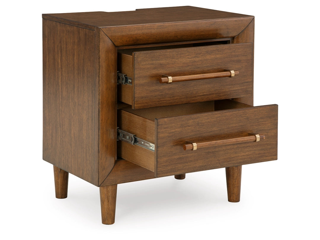 Lyncott Two Drawer Night Stand; Brown