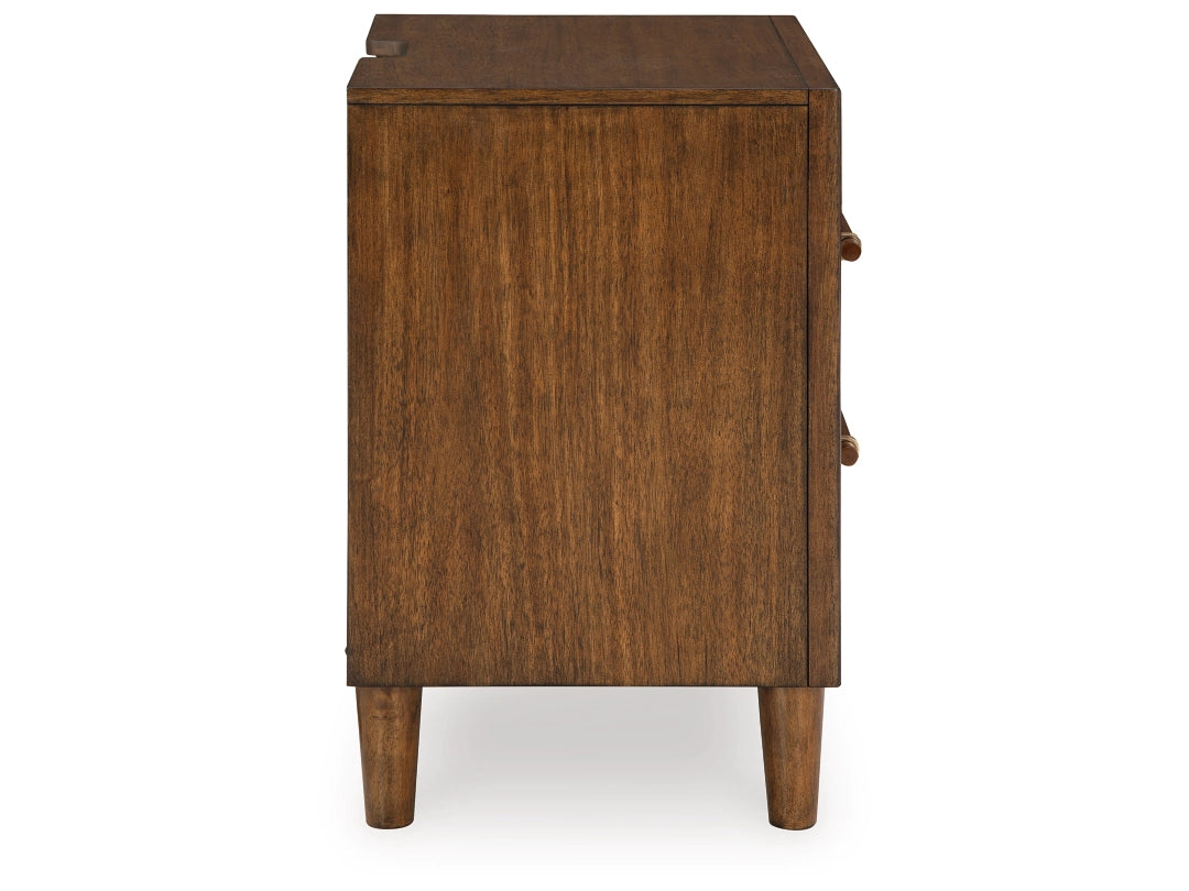 Lyncott Two Drawer Night Stand; Brown