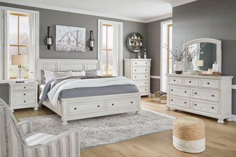 Robbinsdale King Sleigh Panel with storage Bedroom Set