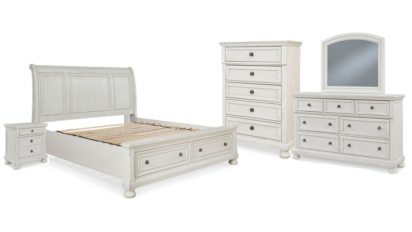 Robbinsdale King Sleigh Panel with storage Bedroom Set