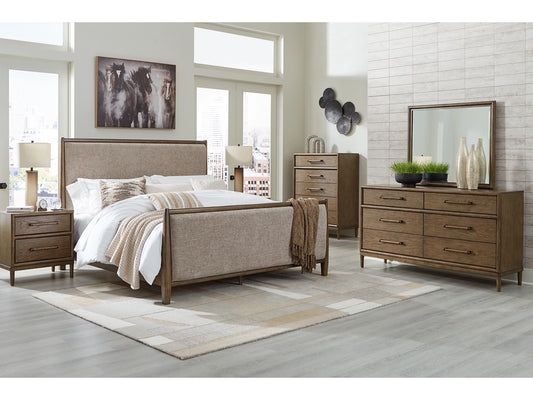 Roanhowe King Upholstered Bed Set; Brown