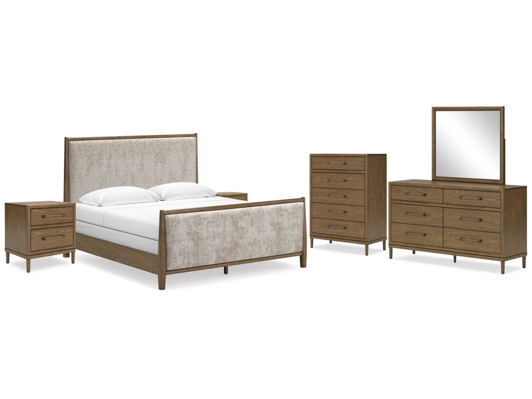 Roanhowe King Bed with dresser,chest of drawers and nightstand