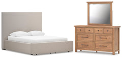 Kristiland Queen Upholstered Storage Bed, Dresser and Mirror