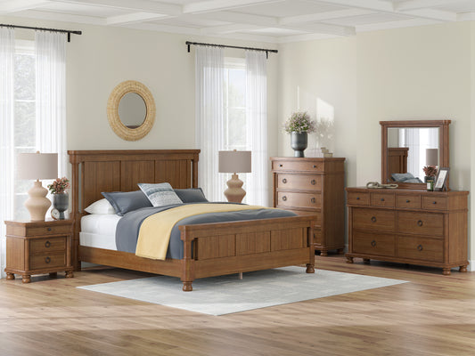 Chadworth King Poster Bed Set; Brown