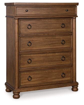 Chadworth Five Drawer Chest; Brown