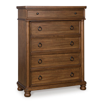 Chadworth King Poster Bed Set; Brown