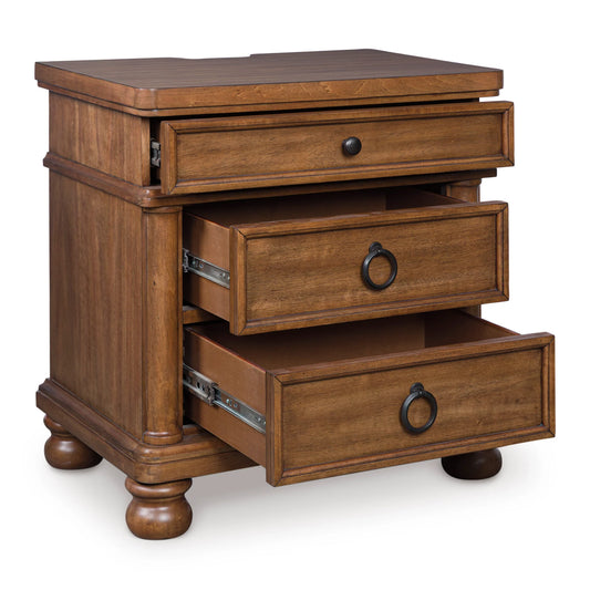 Chadworth Three Drawer Night Stand; Brown