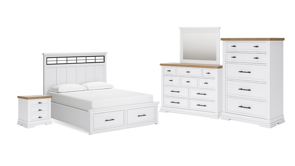 Ashbryn California King Storage Bed,Dresser with Mirror,Chest and Nightstand