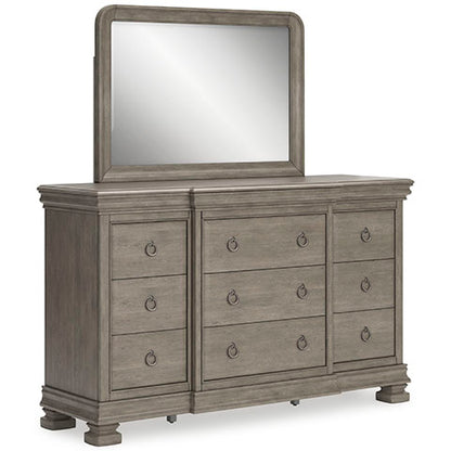 Lexorne King Size Bed, Chest of Drawers, Dresser & Mirror and Nightstand
