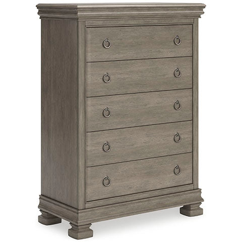Lexorne King Size Bed, Chest of Drawers, Dresser & Mirror and Nightstand