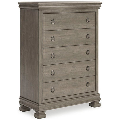 Lexorne King Size Bed, Chest of Drawers, Dresser & Mirror and Nightstand