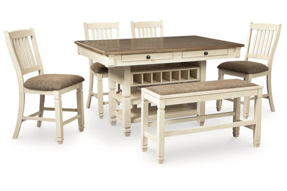 Bolanburg Counter Height Dining Table, a Bench and 4 Barstools