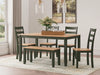Gesthaven Dining Table and Chairs with Bench (Set of 6)
