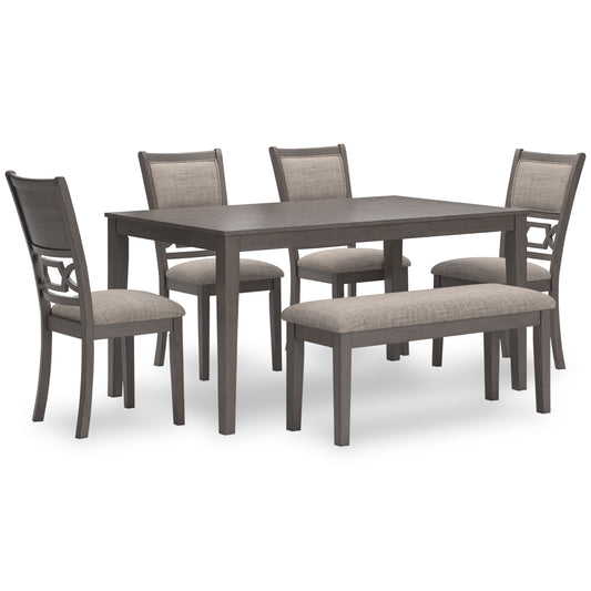 Wrenning Dining Table with 4 Chairs and Bench (Set of 6)