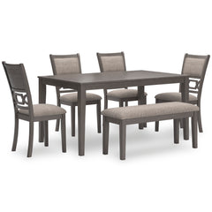 Wrenning Dining Table with 4 Chairs and Bench (Set of 6)