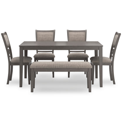 Wrenning Dining Table with 4 Chairs and Bench (Set of 6)