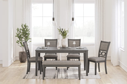 Wrenning Dining Table with 4 Chairs and Bench (Set of 6)
