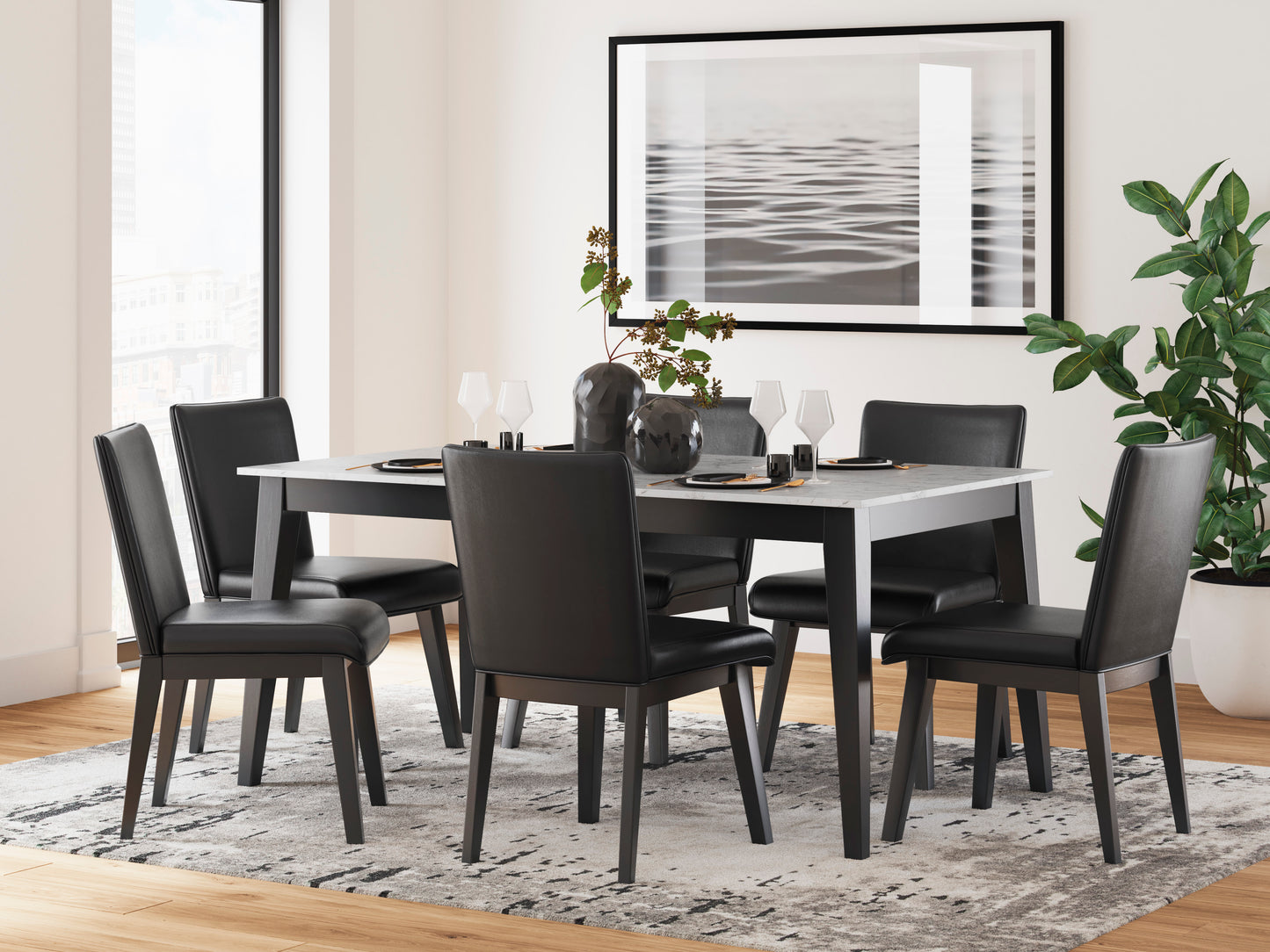 Jettaya Dining Table withs Chairs (Set of 7)