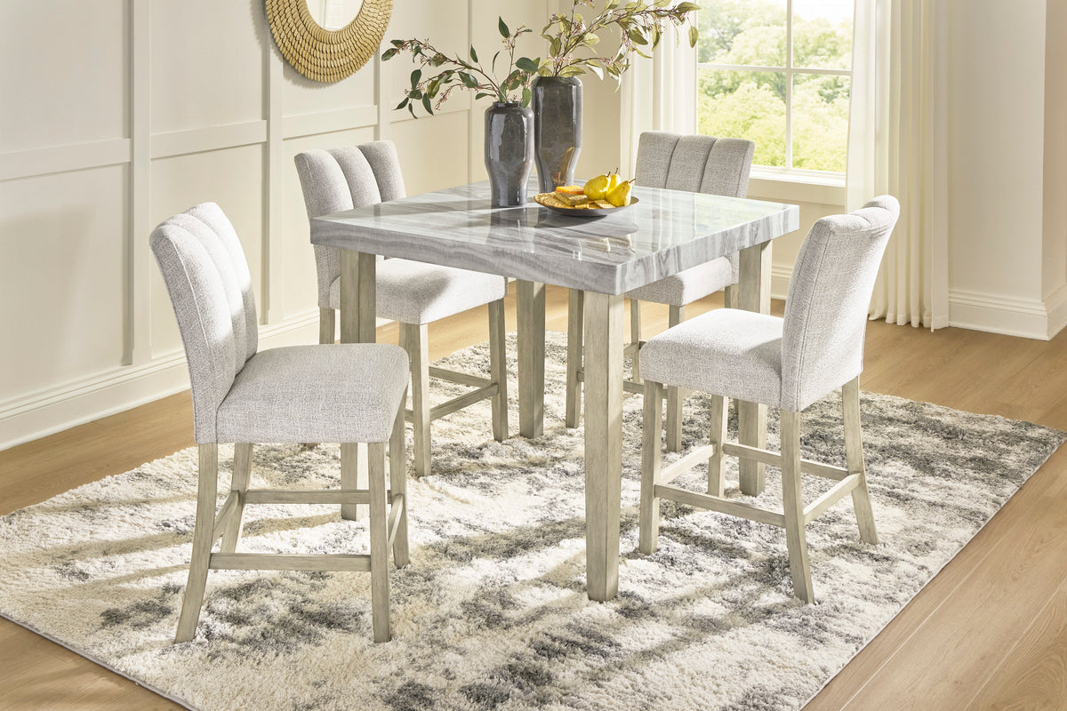 Karmenton Counter Height Dining Table and 4 Barstools