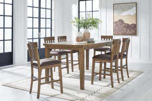 Broxtyn Counter Height Extension Dining Table and 6 Barstools