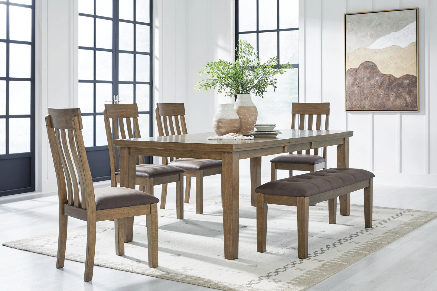 Broxtyn Extension Dining Table, 4 Chairs and Bench