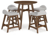 Lyncott Counter Height Dining Table and 4 Barstools; Light Gray