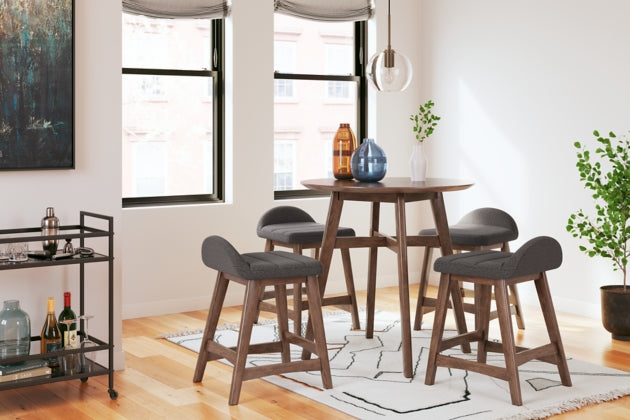 Lyncott Counter Height Dining Table and 4 Barstools; Charcoal