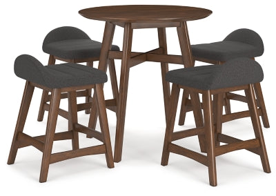 Lyncott Counter Height Dining Table and 4 Barstools; Charcoal