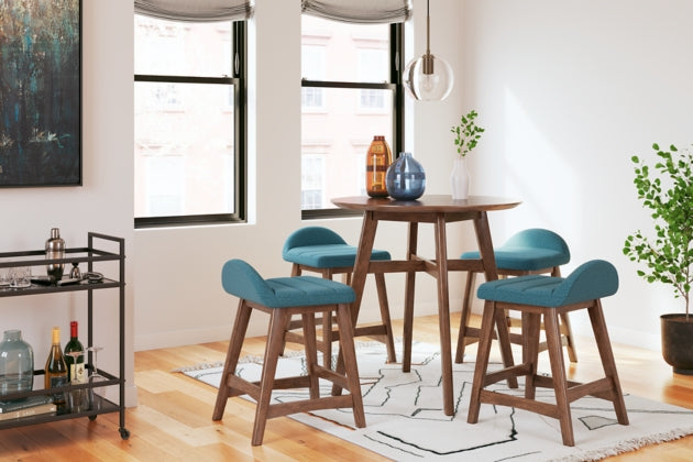 Lyncott Counter Height Dining Table and 4 Barstools; Blue