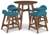 Lyncott Counter Height Dining Table and 4 Barstools; Blue