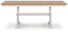 Westlinport RECT DRM Butterfly EXT Table; Antique White/Natural