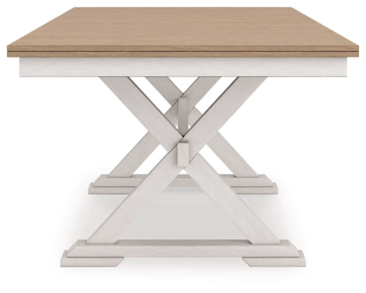 Westlinport RECT DRM Butterfly EXT Table; Antique White/Natural