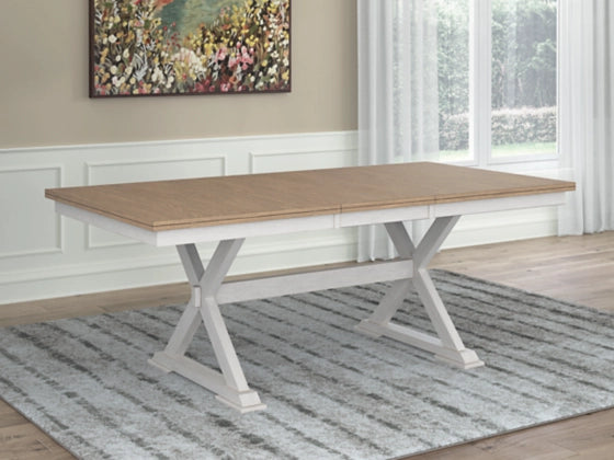 Westlinport RECT DRM Butterfly EXT Table;Antique White/Natural