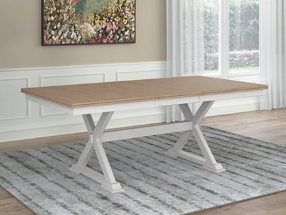 Westlinport RECT DRM Butterfly EXT Table;Antique White/Natural