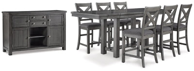 Myshanna Counter Height Dining Table and 6 Barstools with Storage