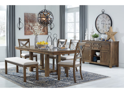 Moriville Dining Table and 4 Chairs and Bench; Grayish Brown