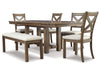 Moriville Dining Table and 4 Chairs and Bench; Grayish Brown