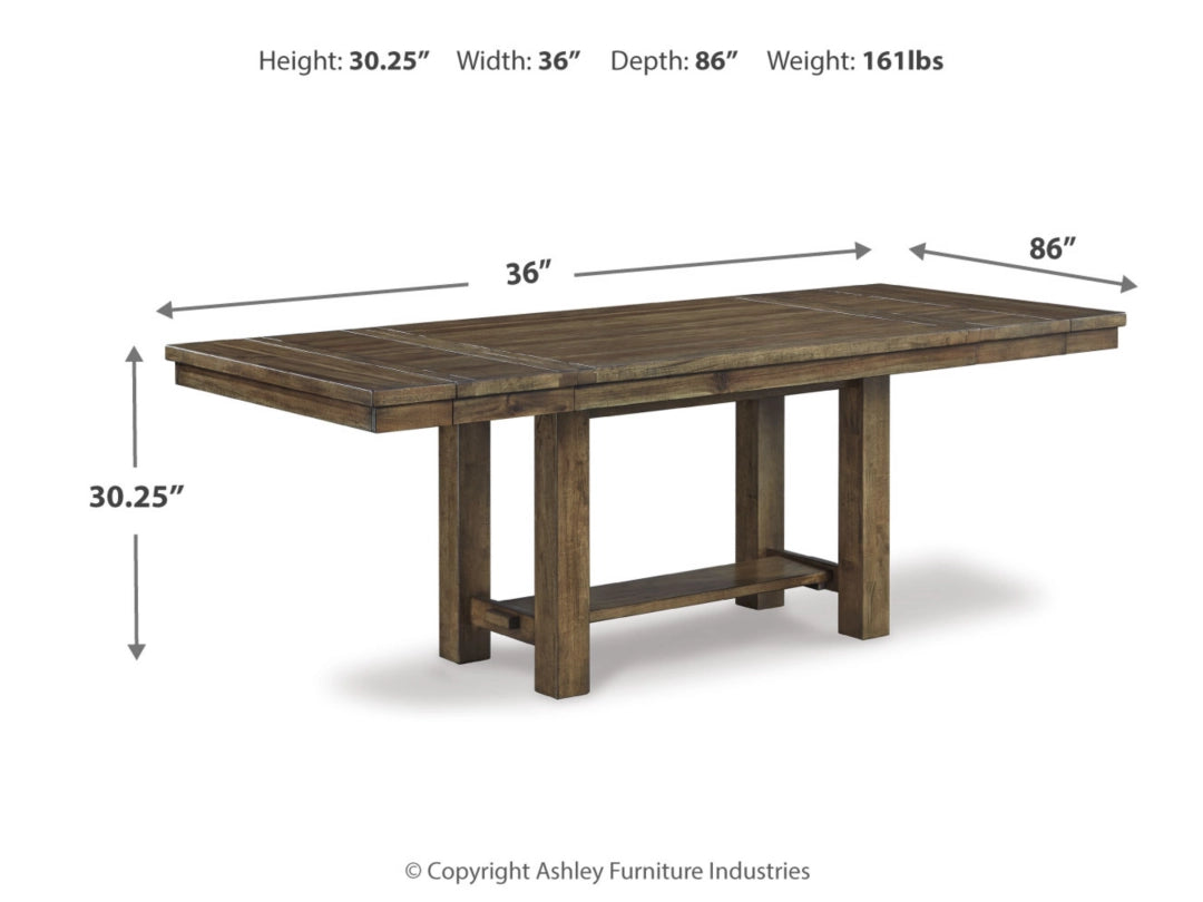 Moriville Dining Table and 4 Chairs and Bench; Grayish Brown