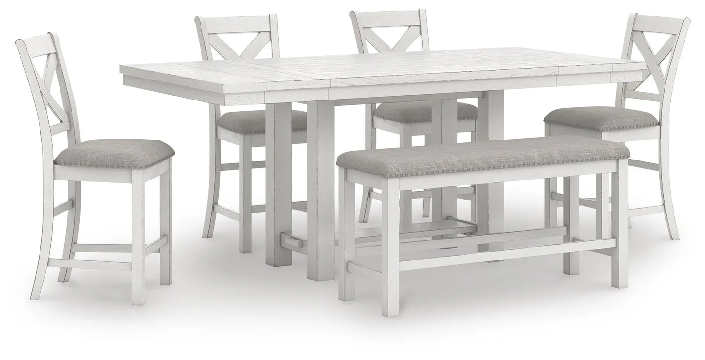 Robbinsdale Counter Height Dining Table, 4 Barstools and Bench
